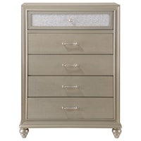 Glam 5-Drawer Bedroom Chest with Two-Toned Drawer