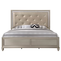 Glam King Bed with Upholstered Headboard
