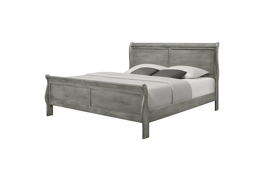 Louis Phillipe Gray Queen Panel Bed by Crown Mark at Royal Furniture