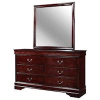 Transitional 6 Drawer Dresser with Mirror