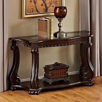 Traditional Sofa Table with Glass Top