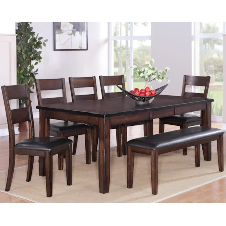 7 Piece Table, Chair & Bench Dining Set