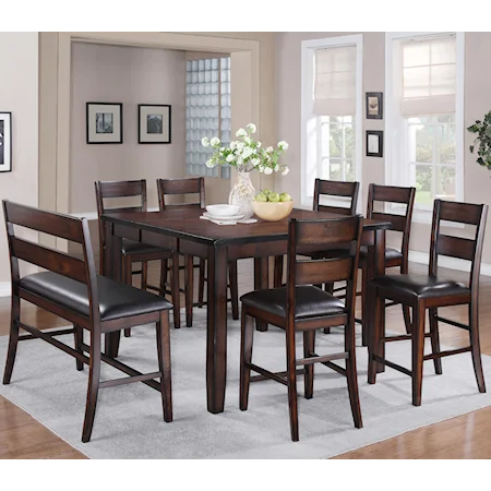 8 Piece Counter Height Dining Set with Bench