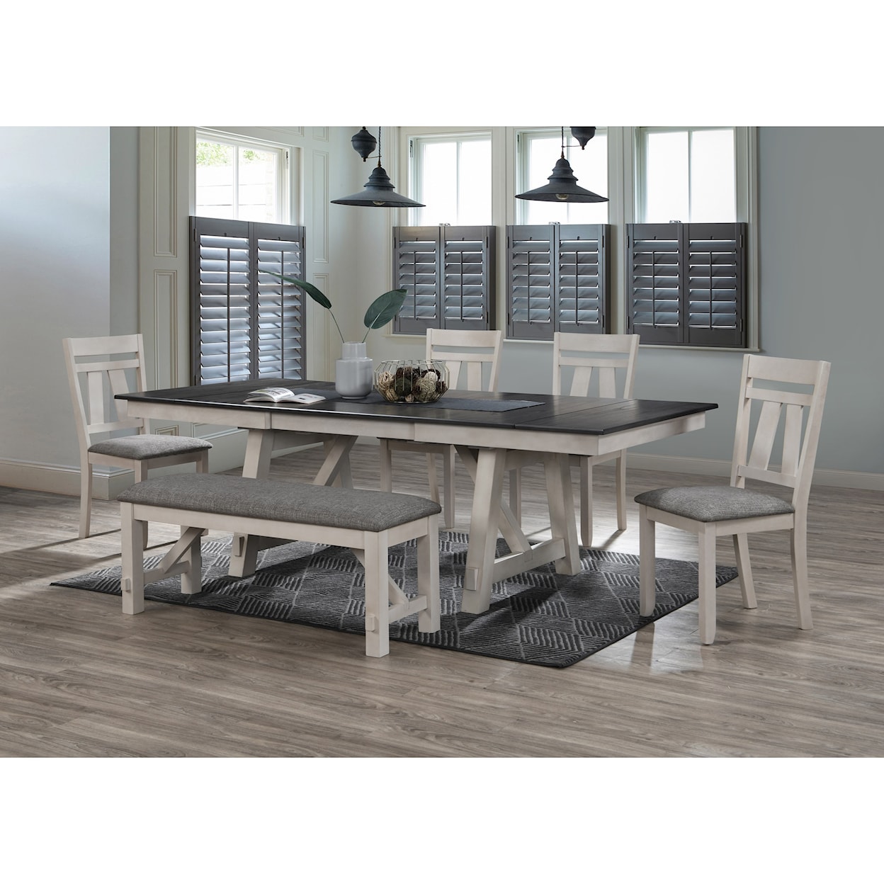 Crown Mark Maribelle 6-Piece Table and Chair Set with Bench