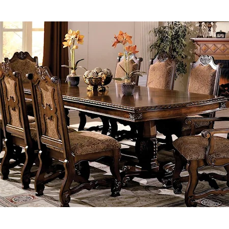 Double Pedestal Dining Table with Two 18 Inch Leaves