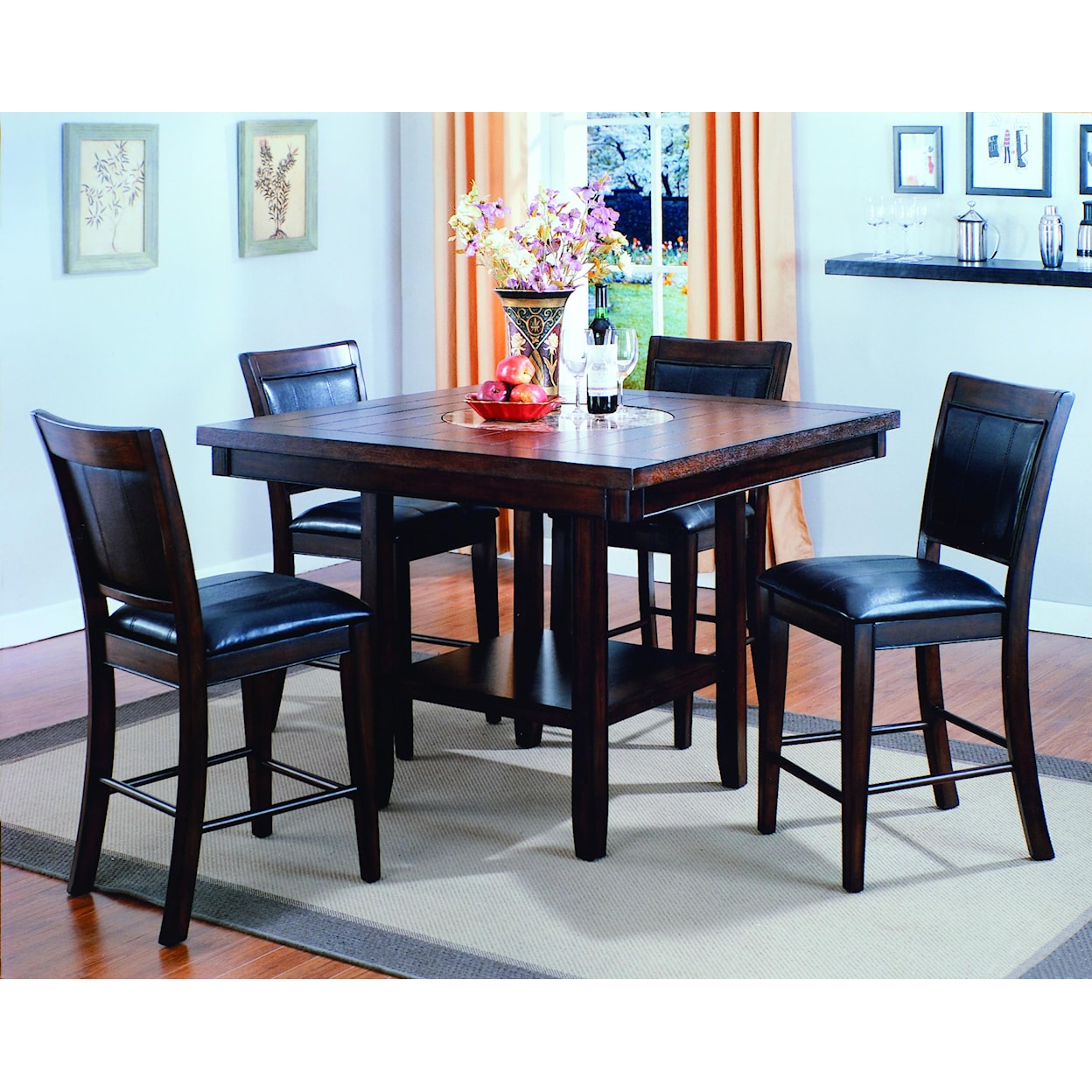 Crown Mark Fulton 5 Piece Counter Height Table and Chair Set