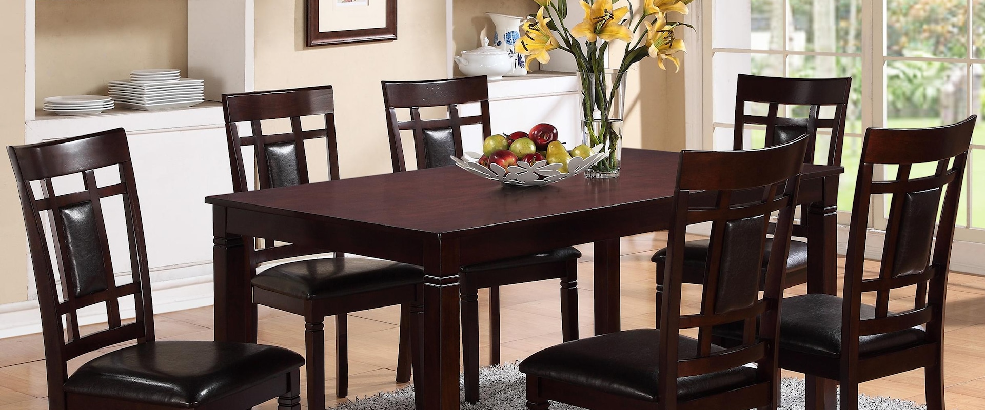 7 Piece Table and Chair Set  with Block Feets