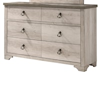 Coastal Cottage Distressed Six Drawer Dresser