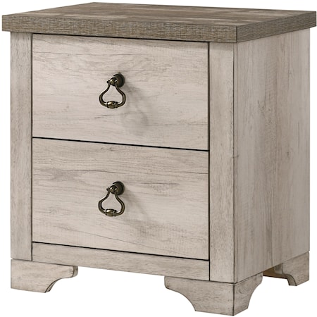 Coastal Cottage Distressed 2 Drawer Nightstand