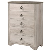 Coastal Cottage Distressed 5 Drawer Chest