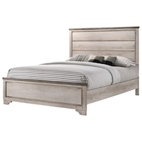 Queen Coastal Cottage Distressed Panel Bed