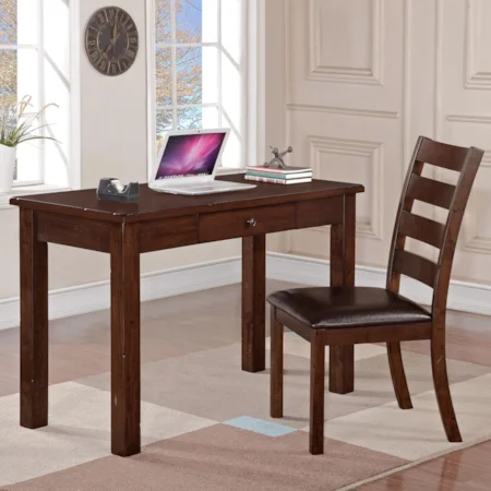 Desk and Ladder Back Side Chair Set