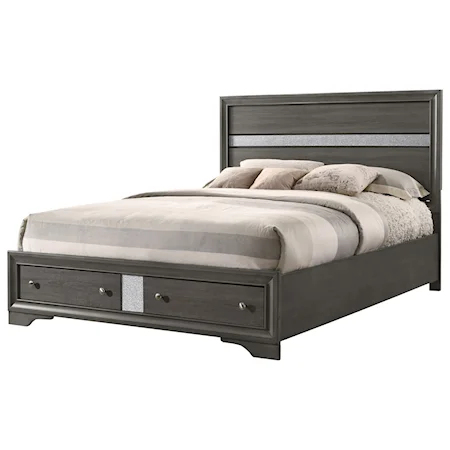 Contemporary Queen Storage Bed with 2 Footboard Drawers