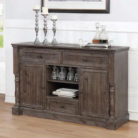 Transitional Dining Room Server with Wine Glass Storage