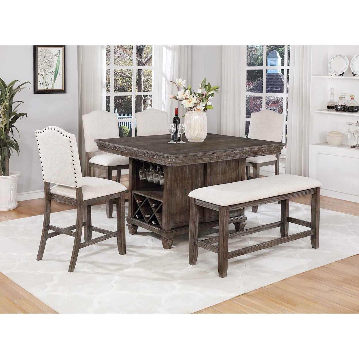 Crown Mark Regent Counter Height Dining Bench