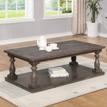 Coffee Table with Four Casters and Turned Legs