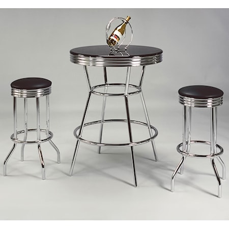 3 Piece Bar Table and Swivel Stools Set