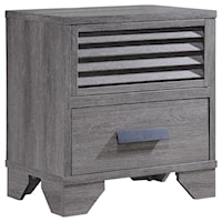 Casual Two Drawer Weathered Gray Night Stand