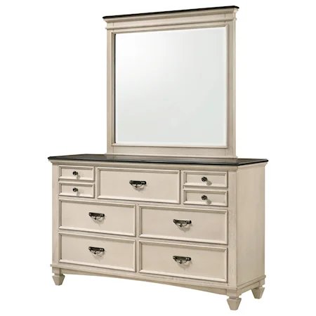 Contemporary Two-Toned Dresser and Mirror Set