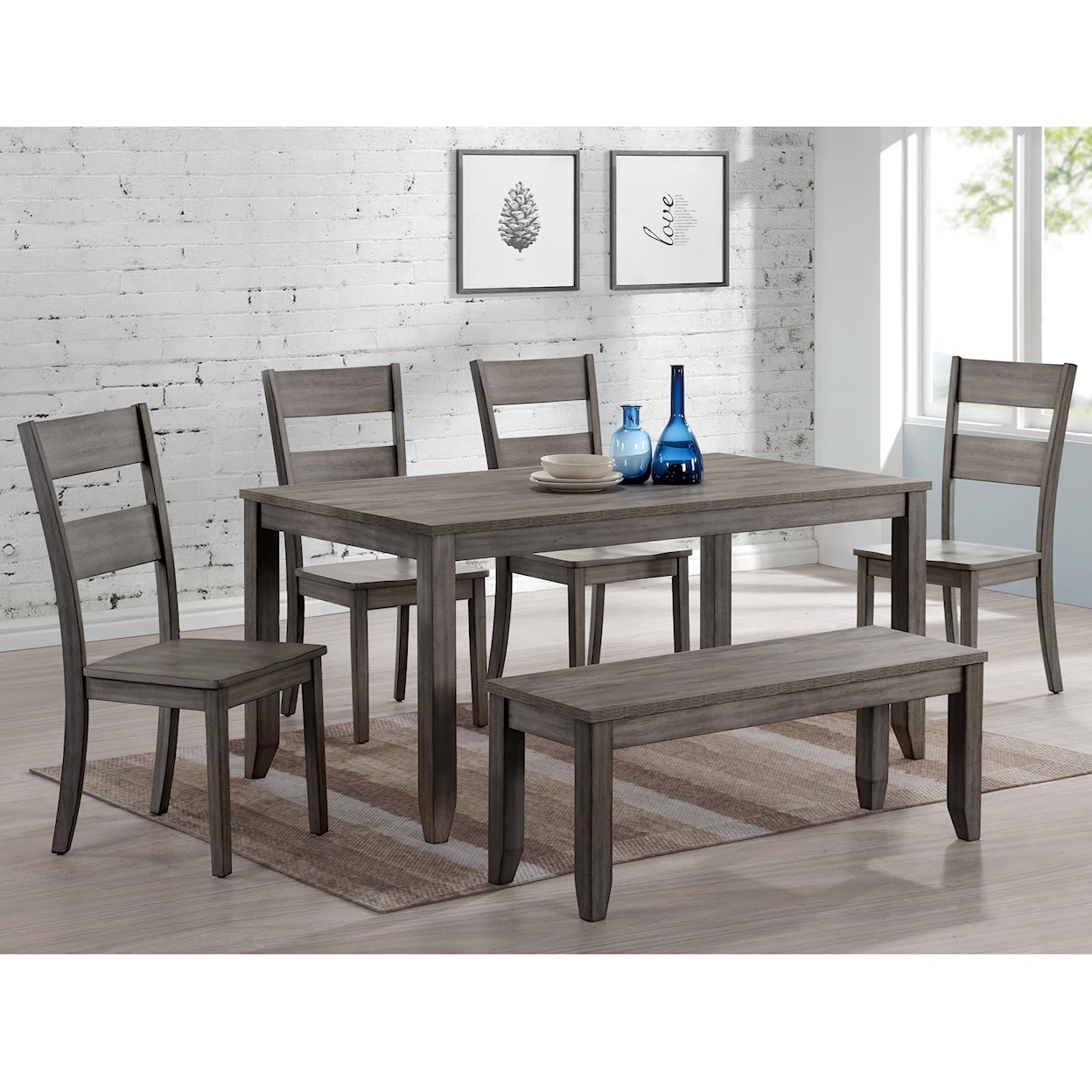 CM Sean 6 Piece Dining Set with Bench