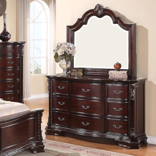 9 Drawer Dresser and Mirror Set