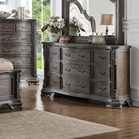 Sheffield Traditional 9-Drawer Dresser with Serpentine Front