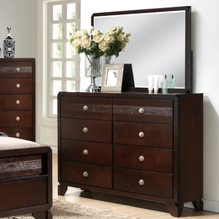 Dresser and Mirror Set with Clipped Corners