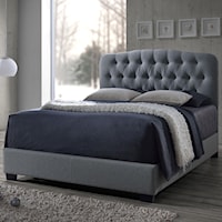 Light Grey King Upholstered Bed