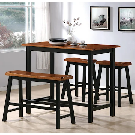 4 Piece Counter Height Table Set with Chairs and Bench