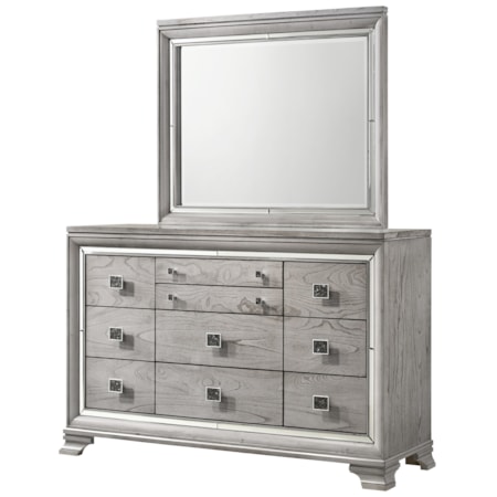 Crown Mark Vail B7200-11x1+B7200-1x1 Glam 10-Drawer Dresser and Mirror Set | Wayside Furniture & Mattress | Dressers Crown Mark Vail B7200-11x1+B7200-1x1 Glam 10-Drawer Dresser and Mirror Set | Wayside Furniture & Mattress | Dressers