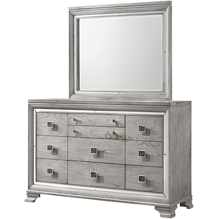 Glam 10-Drawer Dresser and Mirror Set