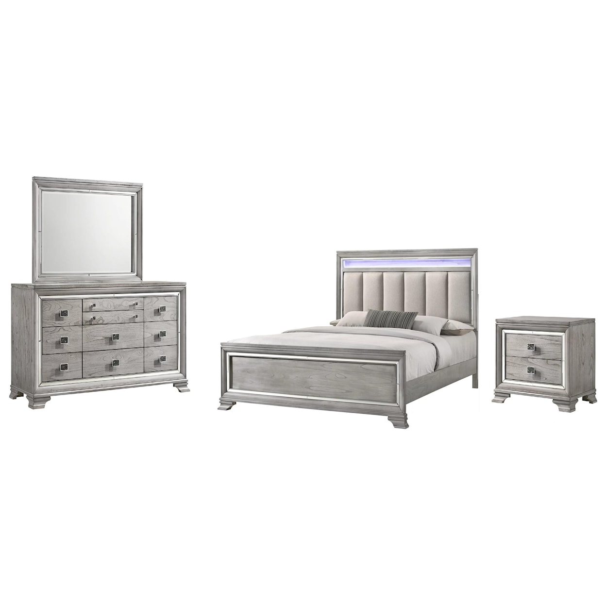 CM Vail B7200-4PC-Q Queen Bed Dresser Mirror and 1 Nightstand | Del Sol ...
