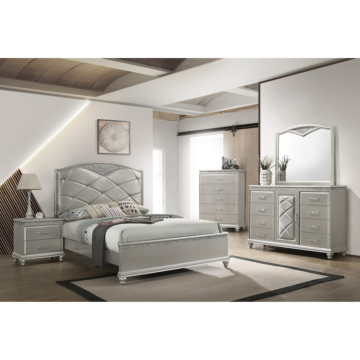 Crown Mark VALIANT 7PC Queen Bedroom Group