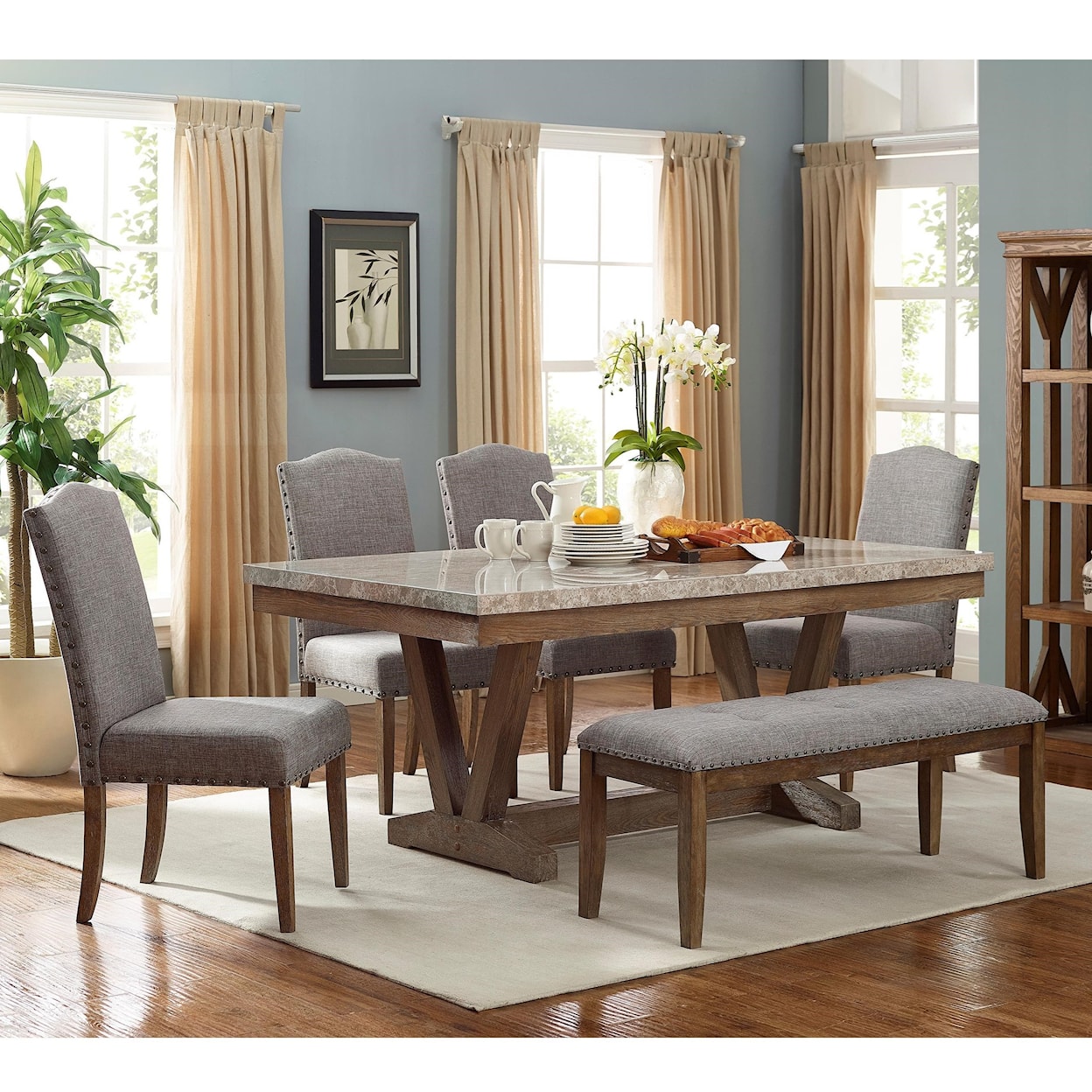 CM Vesper Dining Table and Chair Set with Bench