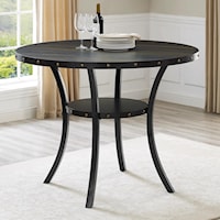 Transitional Counter Height Melamine Table with Nailhead Trim