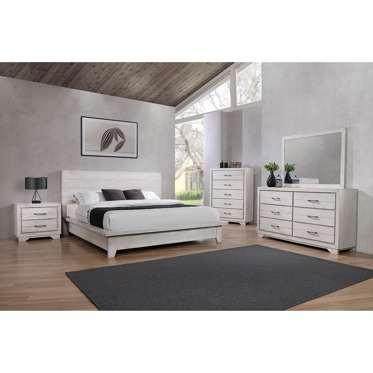 Crown Mark White Sands King Bed