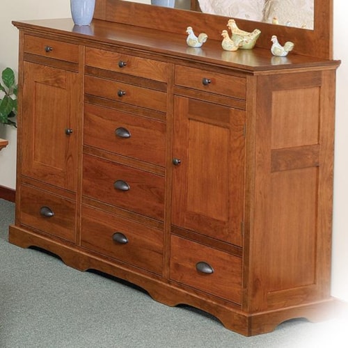 9-Drawer Triple Dresser with 2 Doors