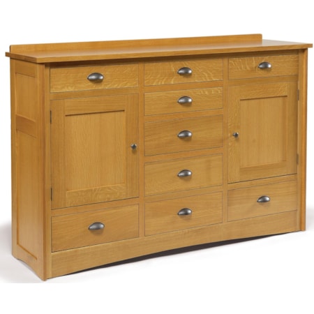 9-Drawer Solid Wood Triple Dresser with 2 Doors