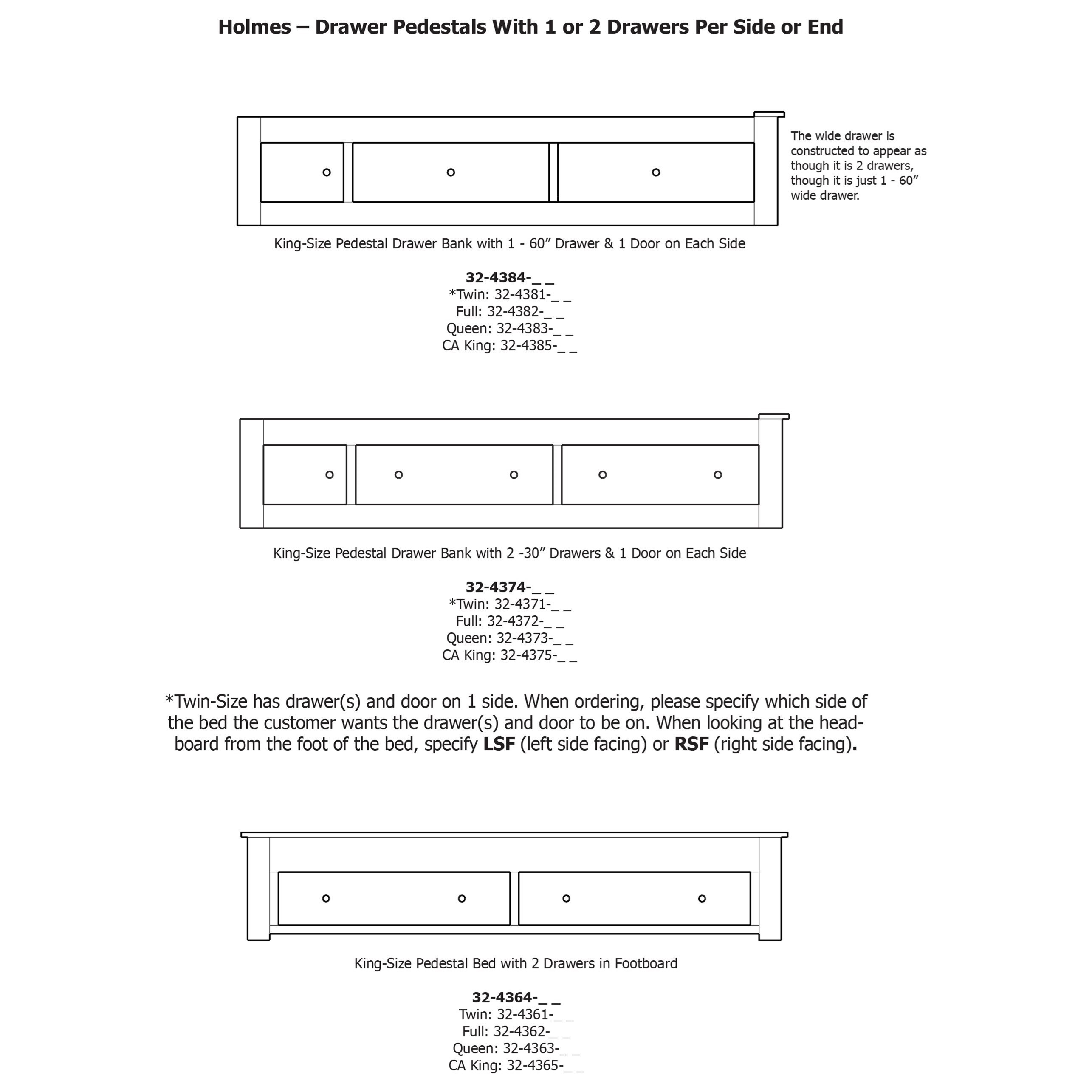Queen Pedestal Bed with 2 Footboard Drawers