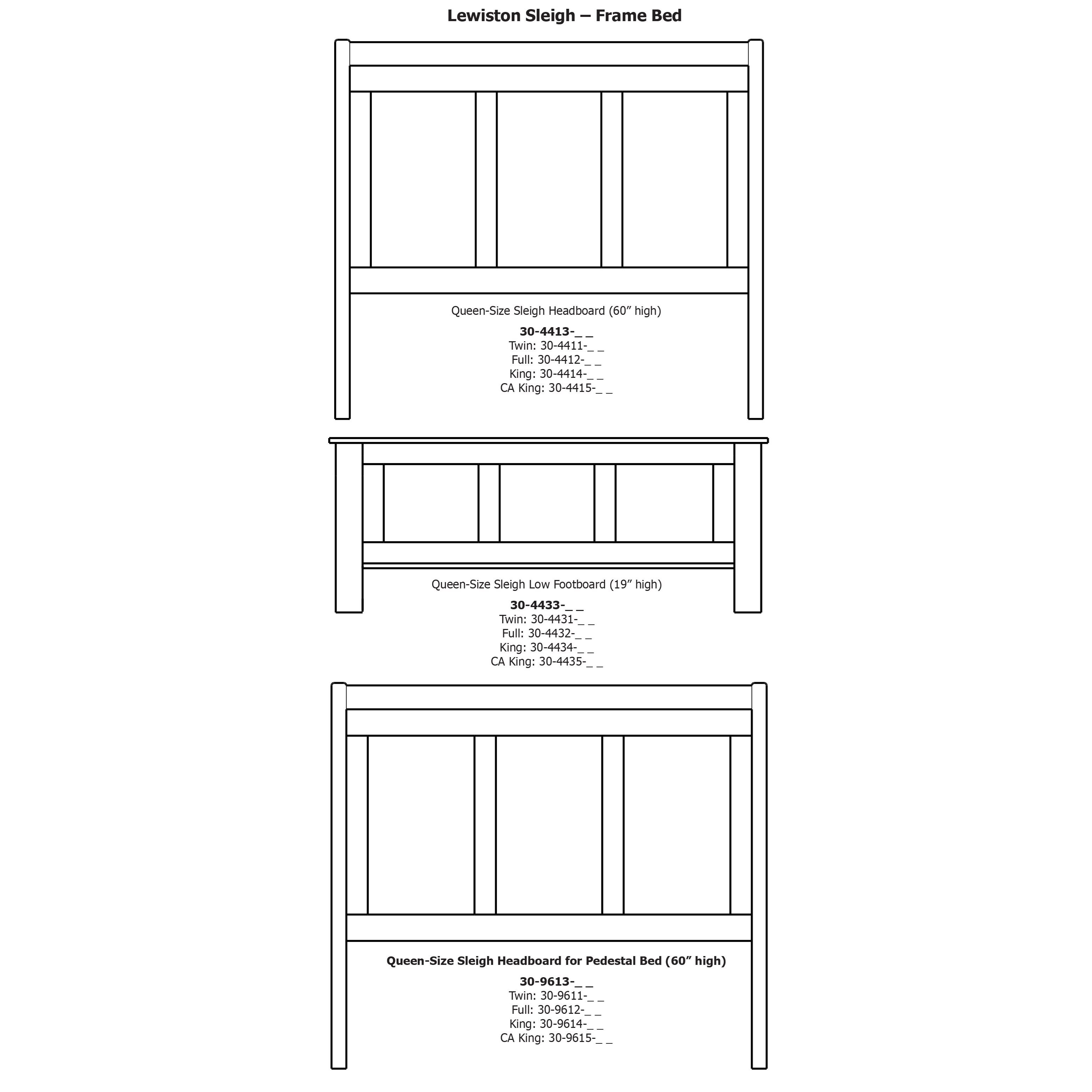 Daniel's Amish Lewiston 304413+33+03 Queen Sleigh Bed with Low