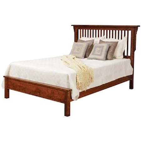 Queen Solid Wood Slat Bed with Low Footboard