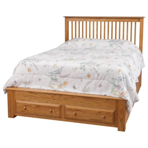 Full Pedestal Footboard Storage Bed with 2 Drawers on End
