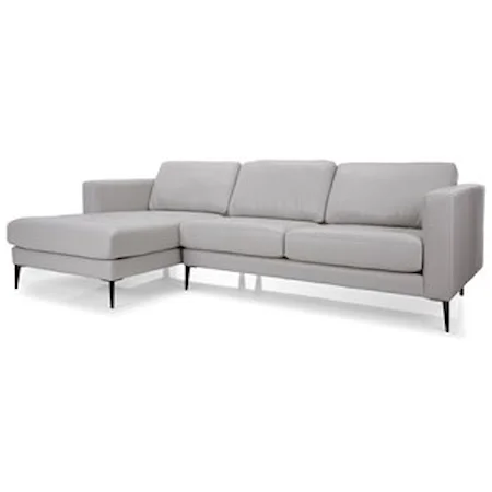 Contemporary Chaise Sofa with Track Arms