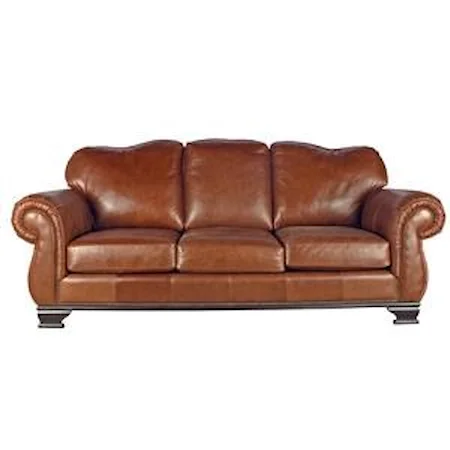 Leather Sofa with Nail Head Trim