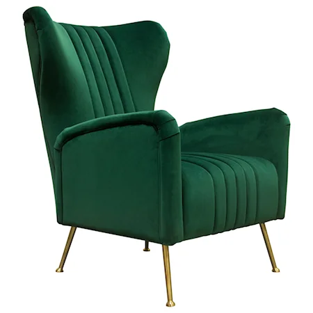 Upholstered Wing Chair with Back Channeling