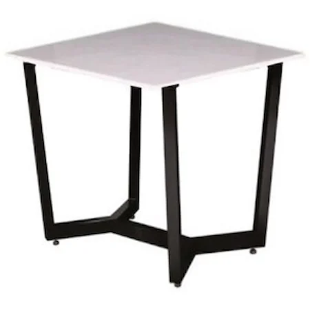 Square End Table with Ceramic Marble Glass Top