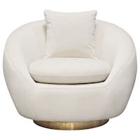 Glam Swivel Accent Chair with Metal Base