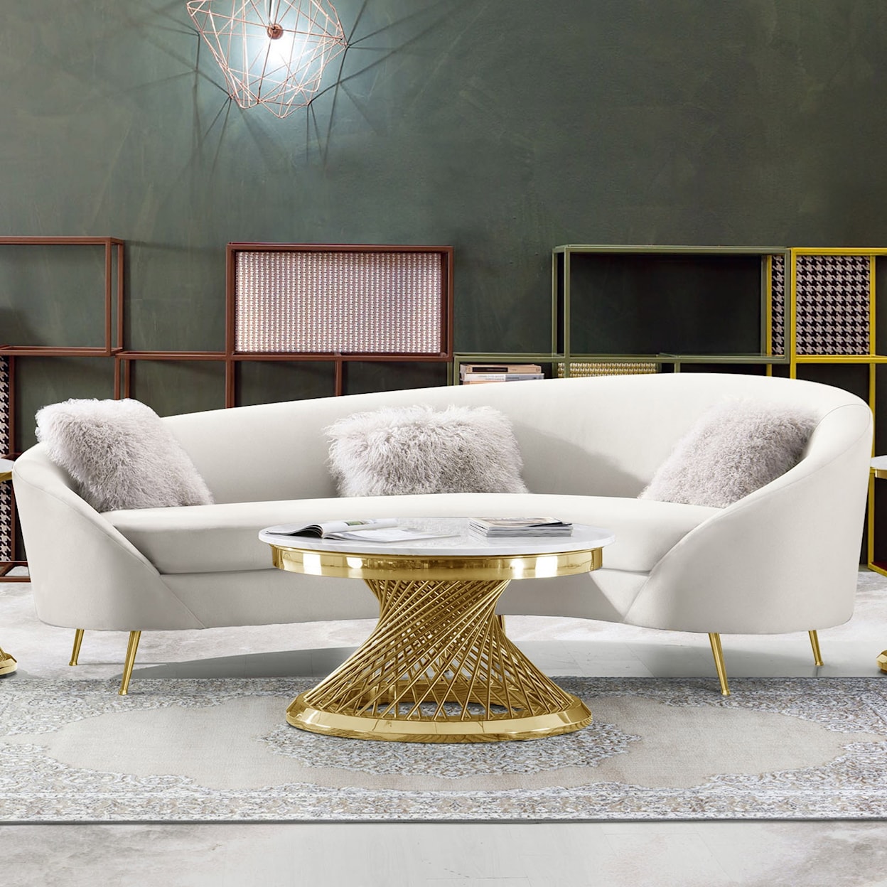 Diamond Sofa Furniture Celine Curved Sofa