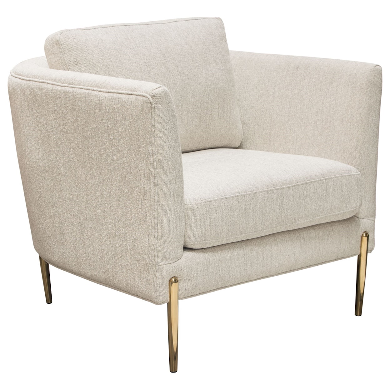 Diamond Sofa Furniture Lane Chair in Light Cream Fabric with Gold Metal