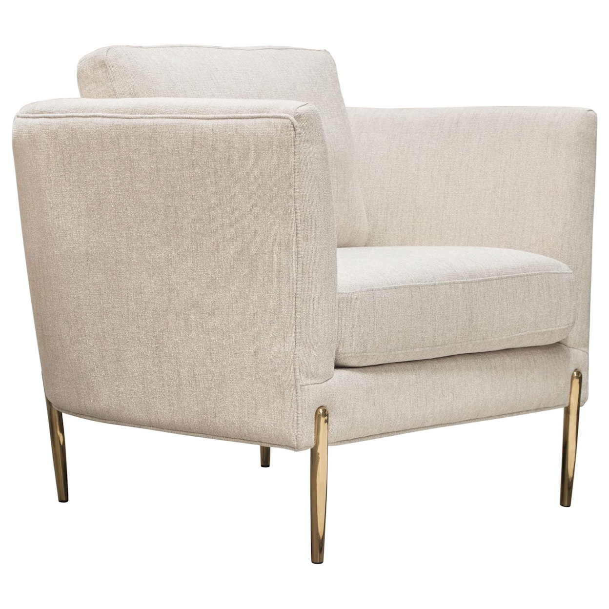 Diamond Sofa Furniture Lane Chair in Light Cream Fabric with Gold Metal